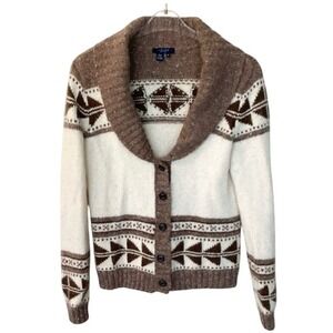 Chaps‎ Frontier Southwestern Aztec Preppy Button Up Women Cardigan Sweater Small